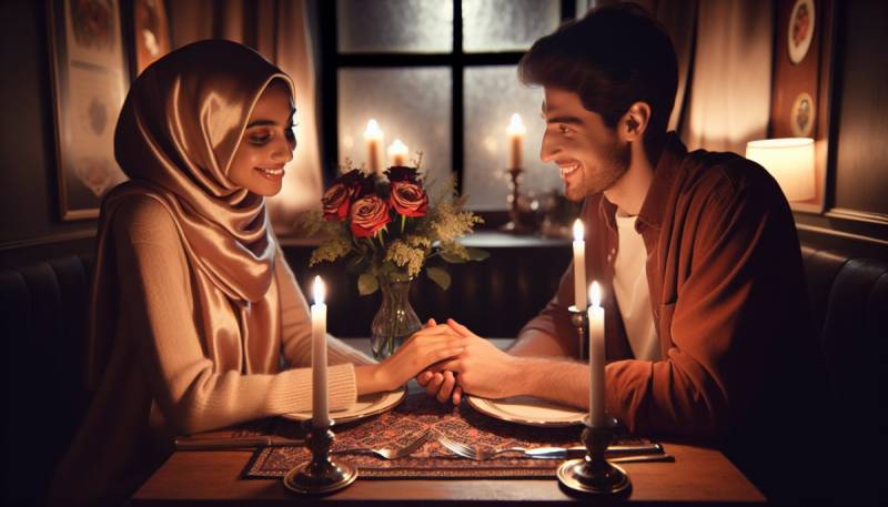 Un dîner romantique de Saint-Valentin avec bougies et roses