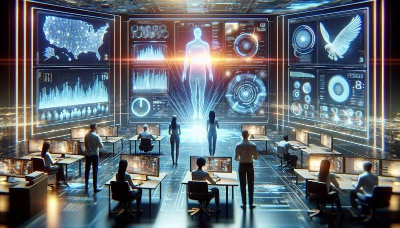 IA analysant les données du jeu Super Bowl LIX dans un cadre futuriste